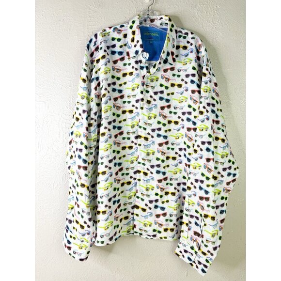 Michael's Men XXL 100% Linen Sunglasses Print Long Sleeve Shirt RV $165 EUC - Picture 6 of 13